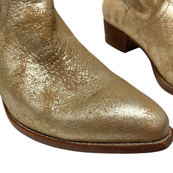 Zadig & Voltaire Gold Western Boots with Rhinestone Skull Size 9 EU 39 - Picture 8 of 13